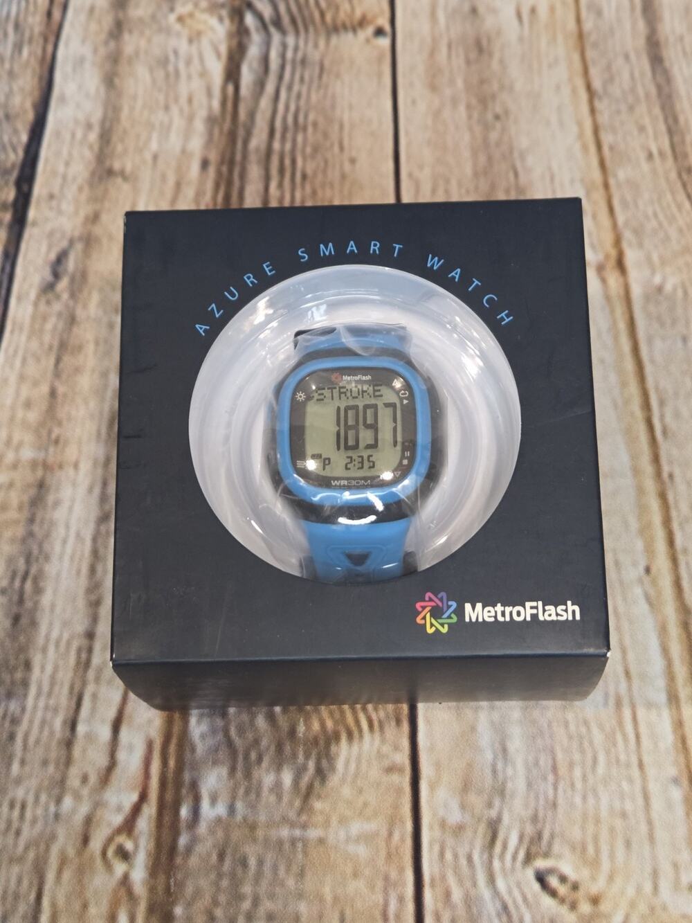 Azure Smart Watch For Swimming MetroFlash Model SW100 Google Apple Compatible